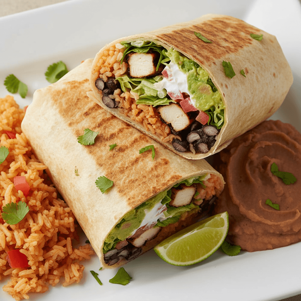 Burrito supremo with rice and beans at Mi Lindo Guanajuato