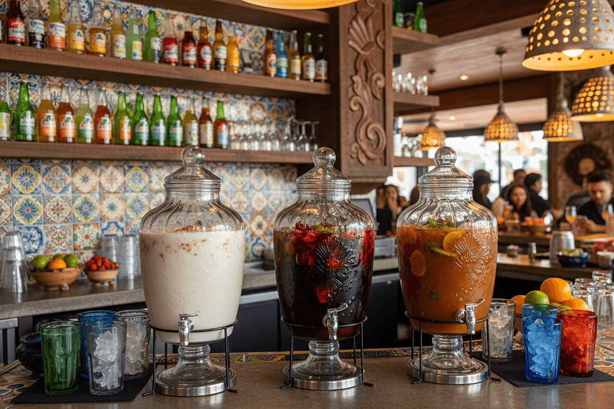 Traditional Mexican drinks and aguas frescas bar